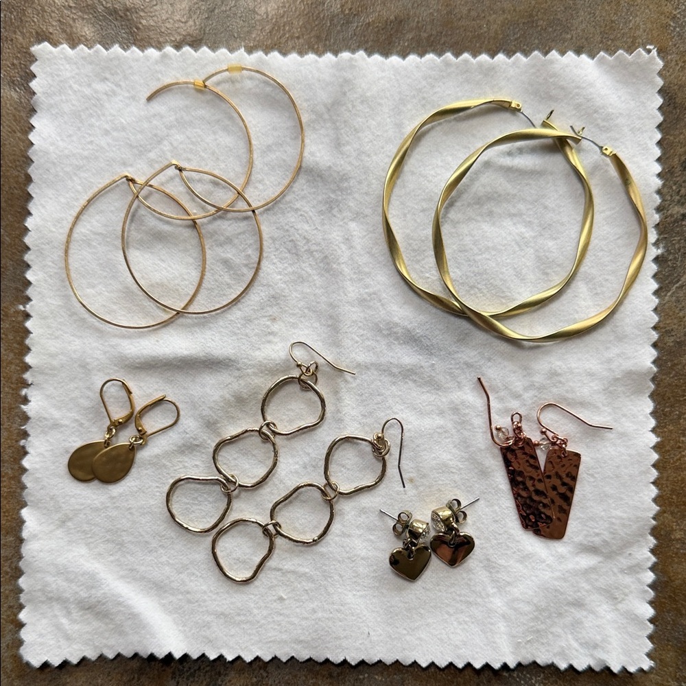 Assorted Gold and Bronze Earrings Set